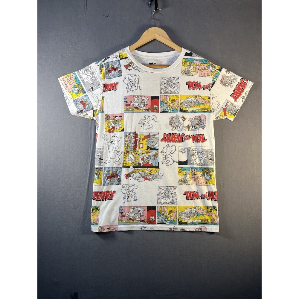 Tom and Jerry T Shirt Mens L All Over Print Short Sleeve Graphic Tee Retro